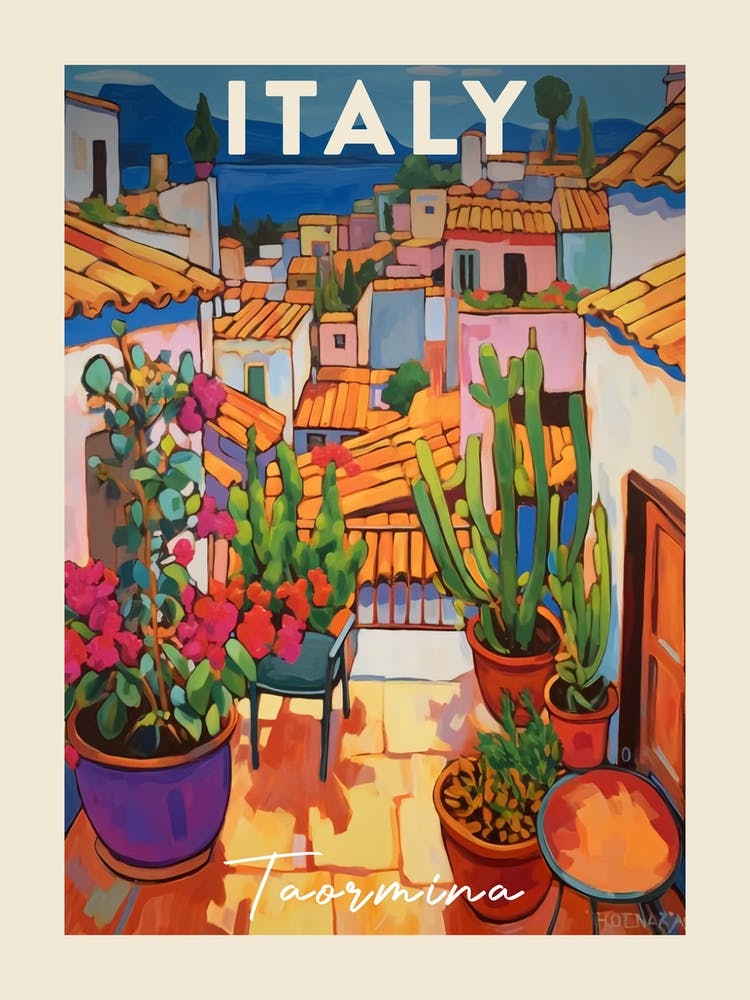 Taormina Italy 2 Fauvist Painting Travel Poster