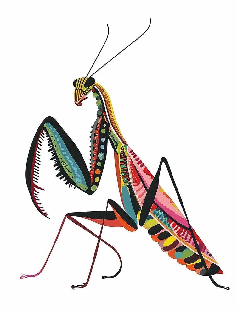 Colourful Insect Illustration Praying Mantis 3