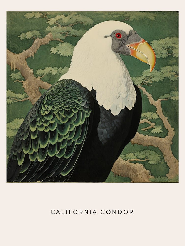 Ohara Koson Inspired Bird Painting California Condor 2 Poster