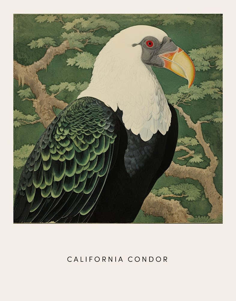 Ohara Koson Inspired Bird Painting California Condor 2 Poster