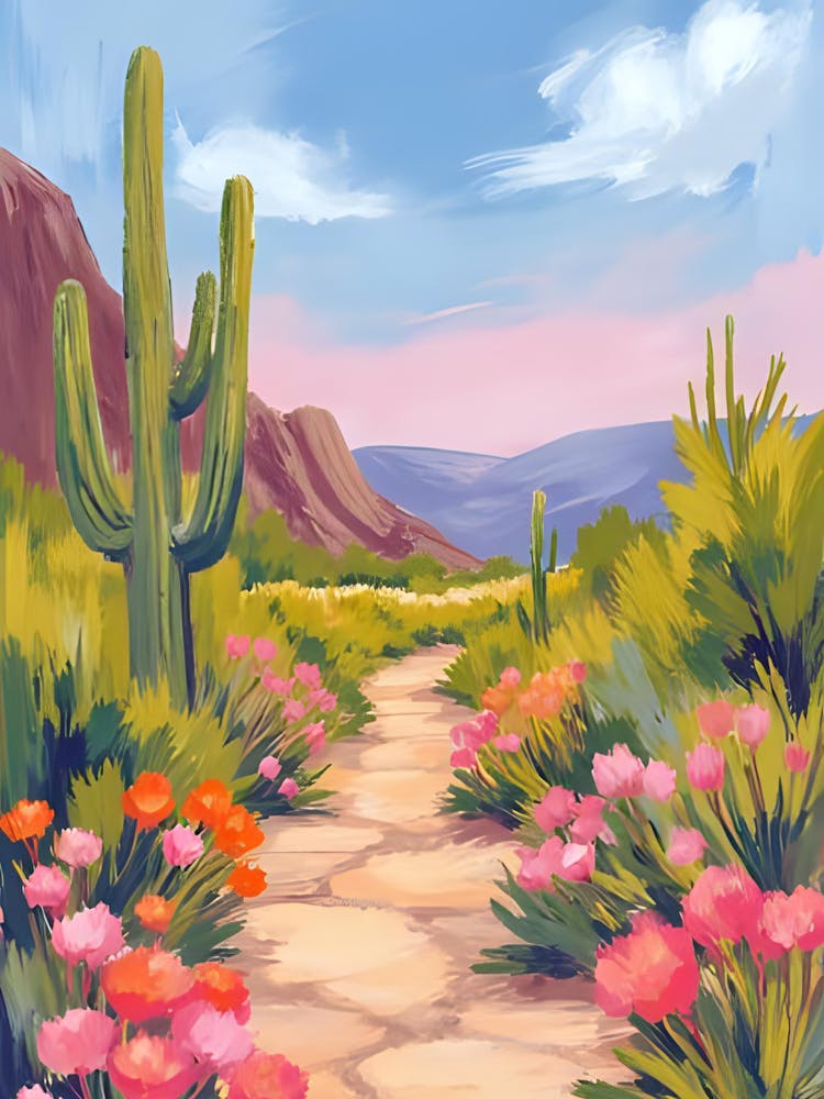 Cactus And Flowers