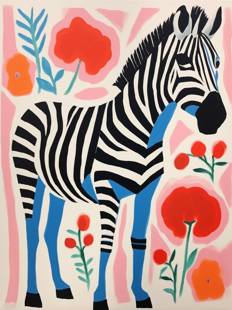 Colourful Kids Animal Art Zebra 6