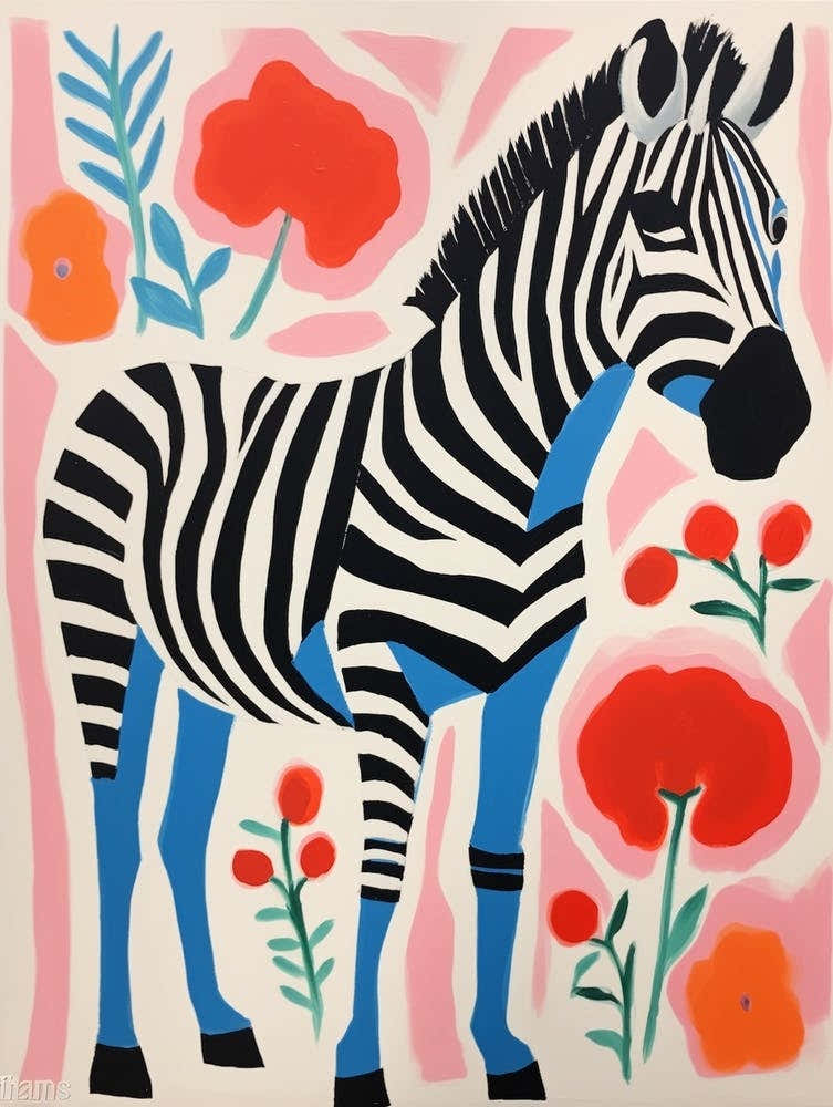 Colourful Kids Animal Art Zebra 6