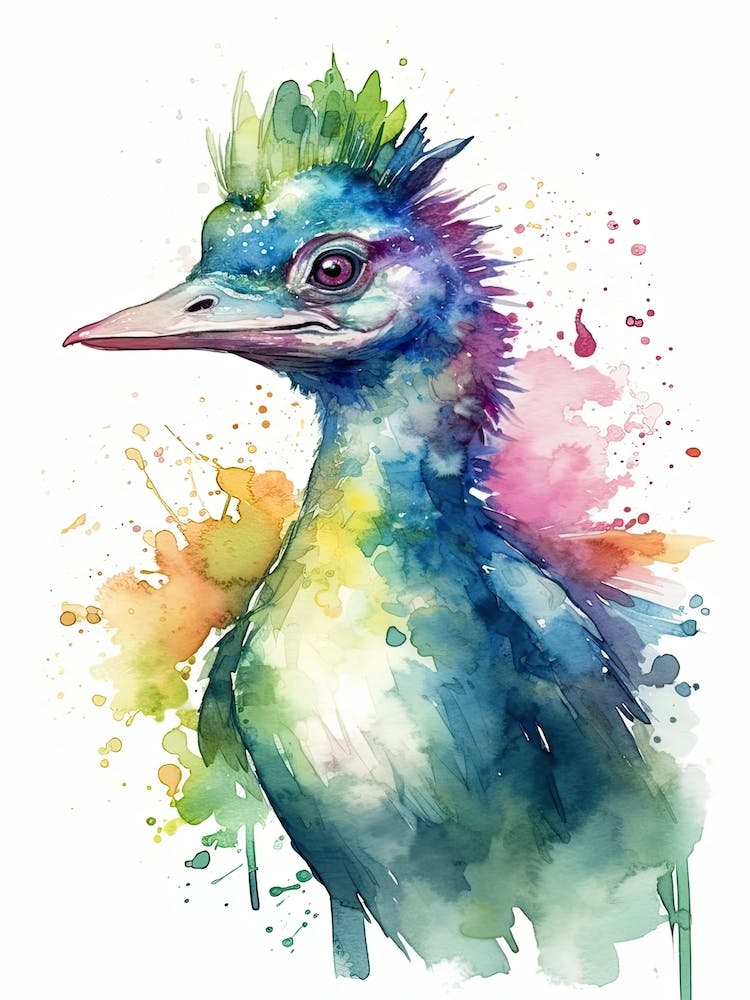 Troodon Cute Dinosaur Watercolour 2