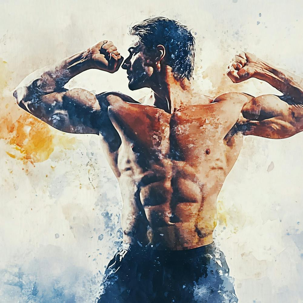 Muscular Man Flexing His Muscles