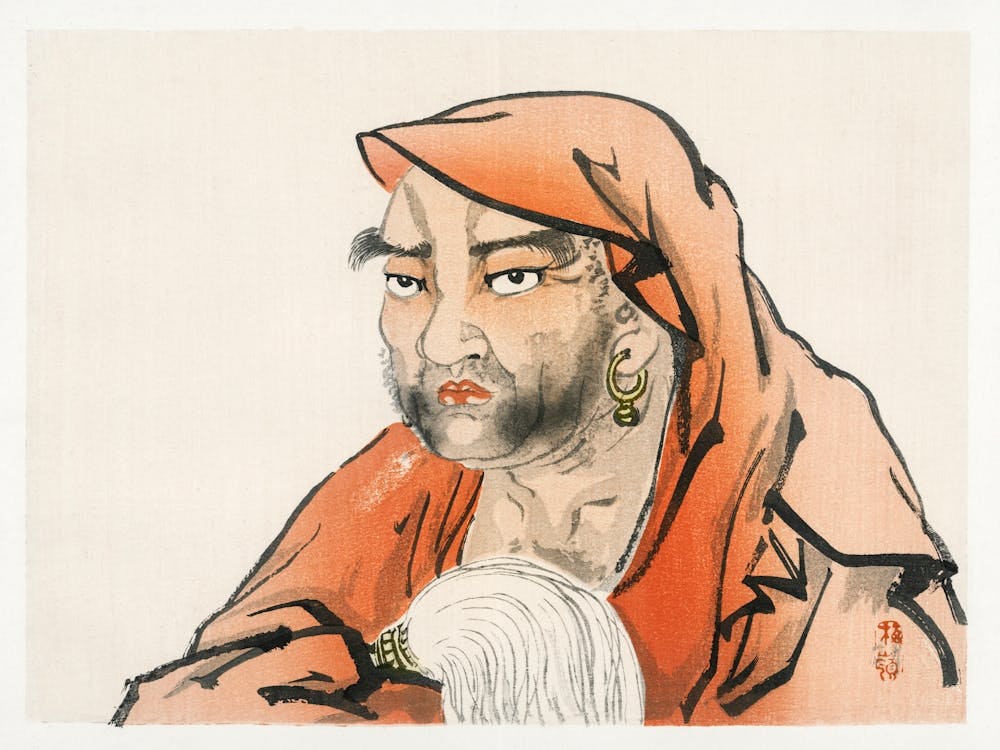 Daruma (Bodhidharma) With A Horsetail Whisk, Kōno Bairei