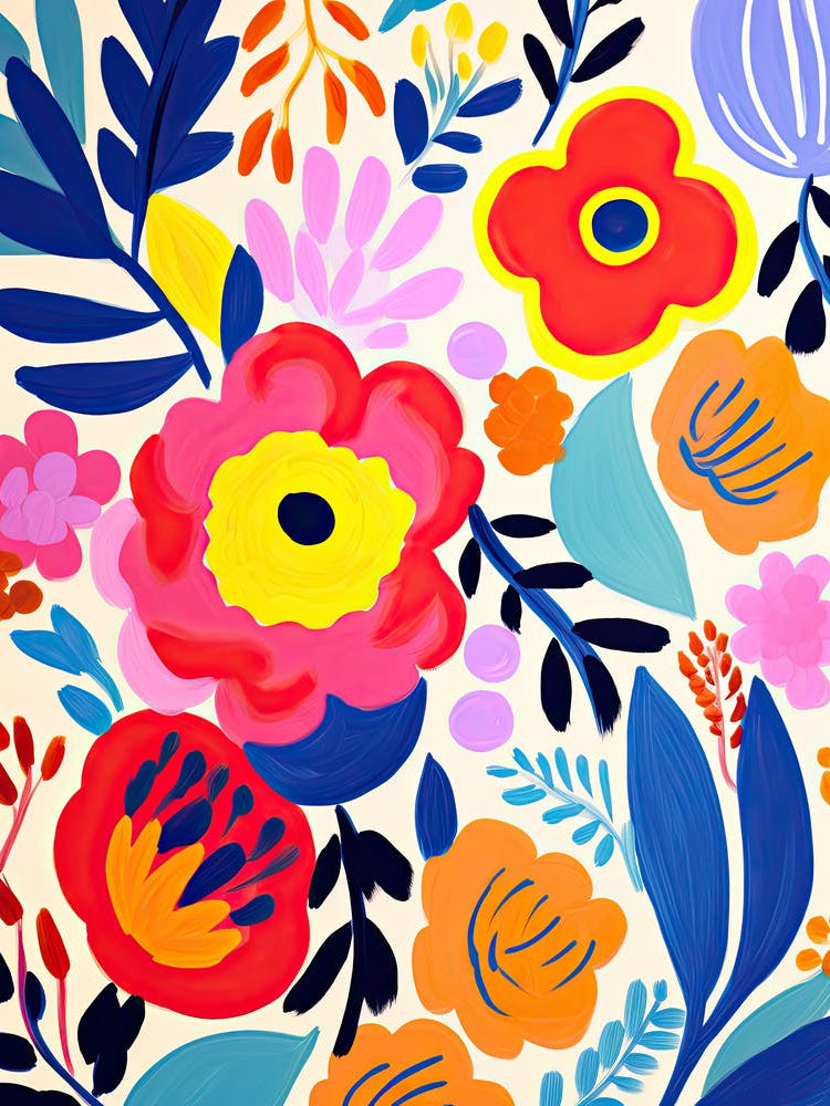 Matisse Style Petal Waltz; Whimsical Dance