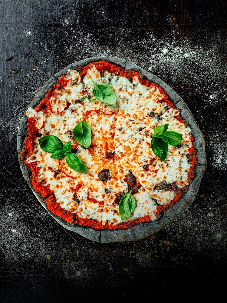 Authentic pizza — Food kitchen poster/blackboard, photo art