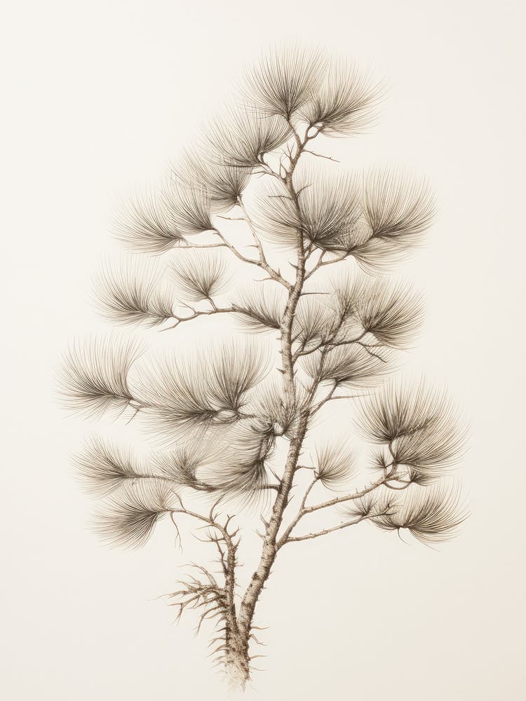 Rustic Winter Botanical Drawing