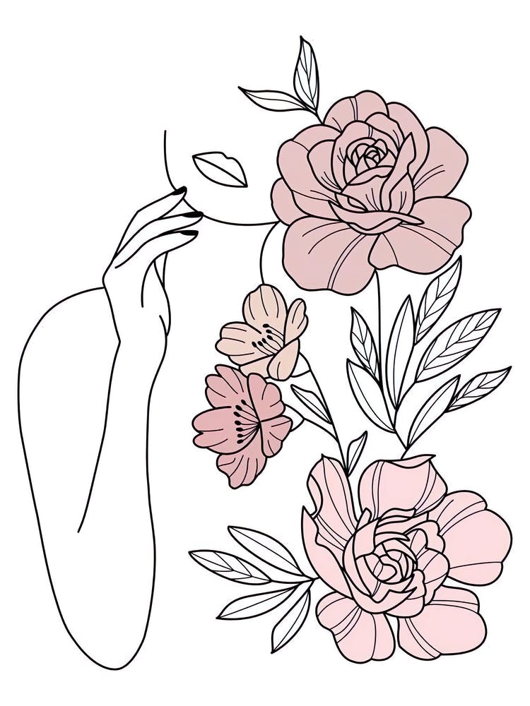 Portrait Of A Woman With Flowers