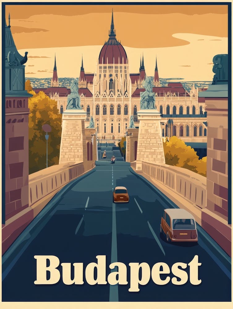 Aihrgdesign A Retro Travel Poster For Budapest Featuring The