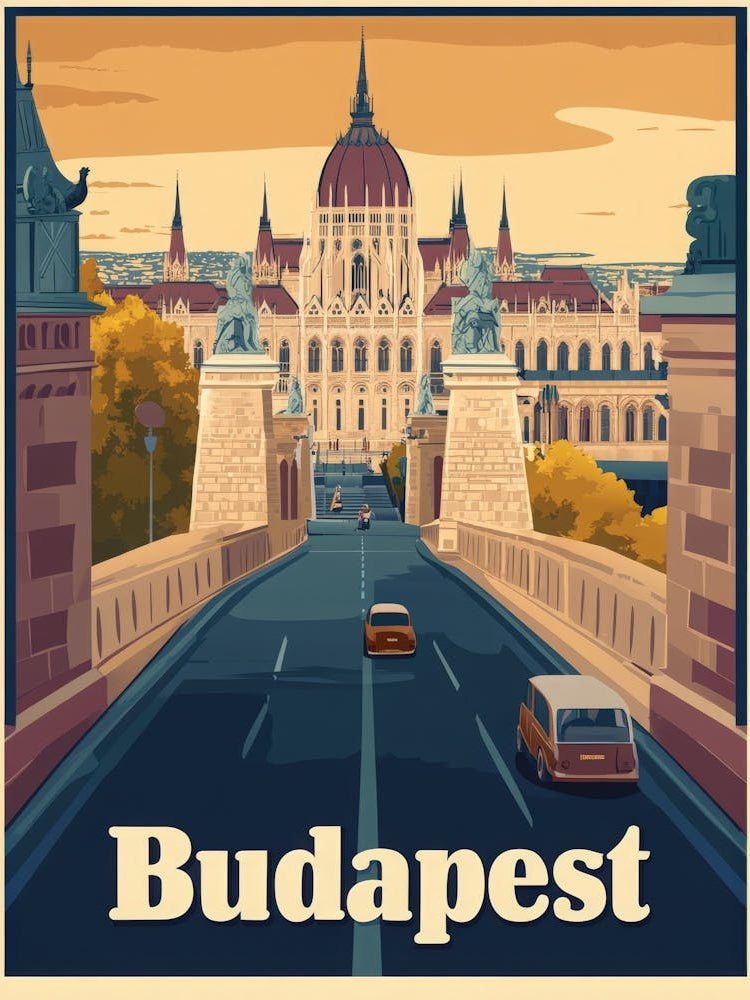Aihrgdesign A Retro Travel Poster For Budapest Featuring The