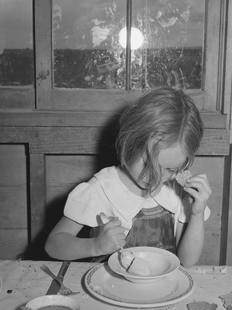 Daughter Of Ray Halstead Eating Ice Cream Made In Her Mother S Electric Refrigerator, He Is An (Farm Security