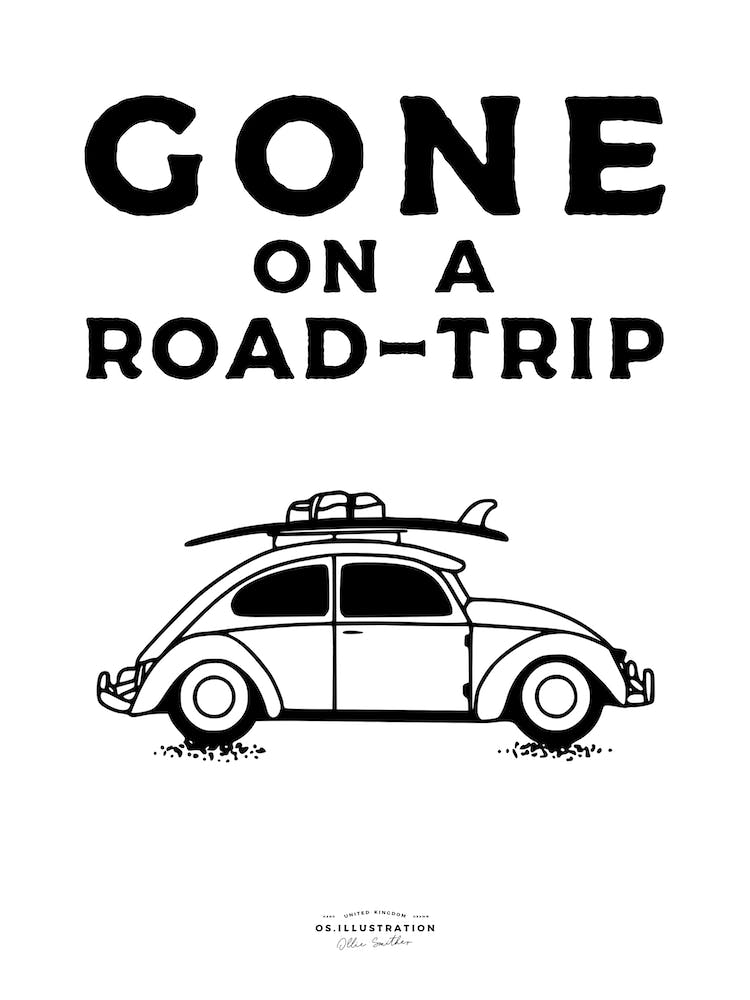Gone On A Road Trip Fineline Illustration Poster