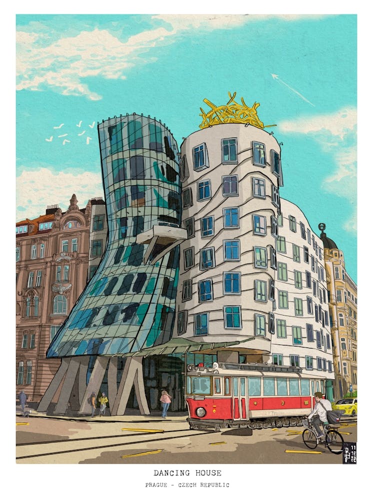 Prague Travel - Dancing House Prague Czech Republic - Whimsical Czech Fine Art - Prague Wall Art, Czech Gifts