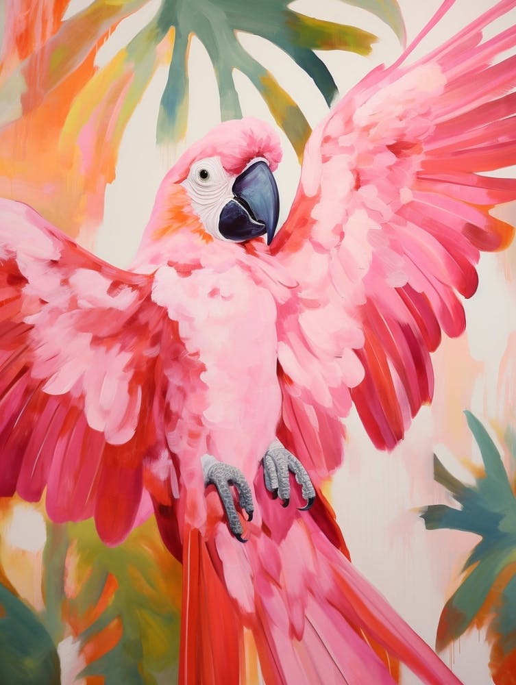 Pink Ethereal Bird Painting Macaw 9