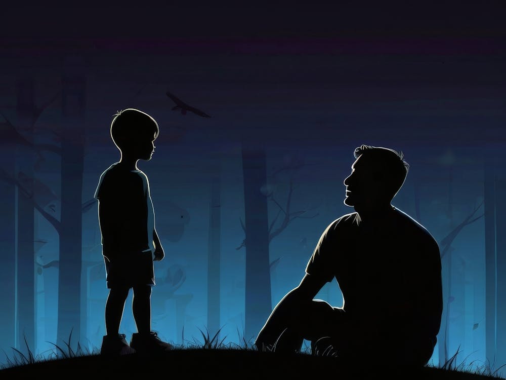 Silhouette Of Father And Son Father's Day