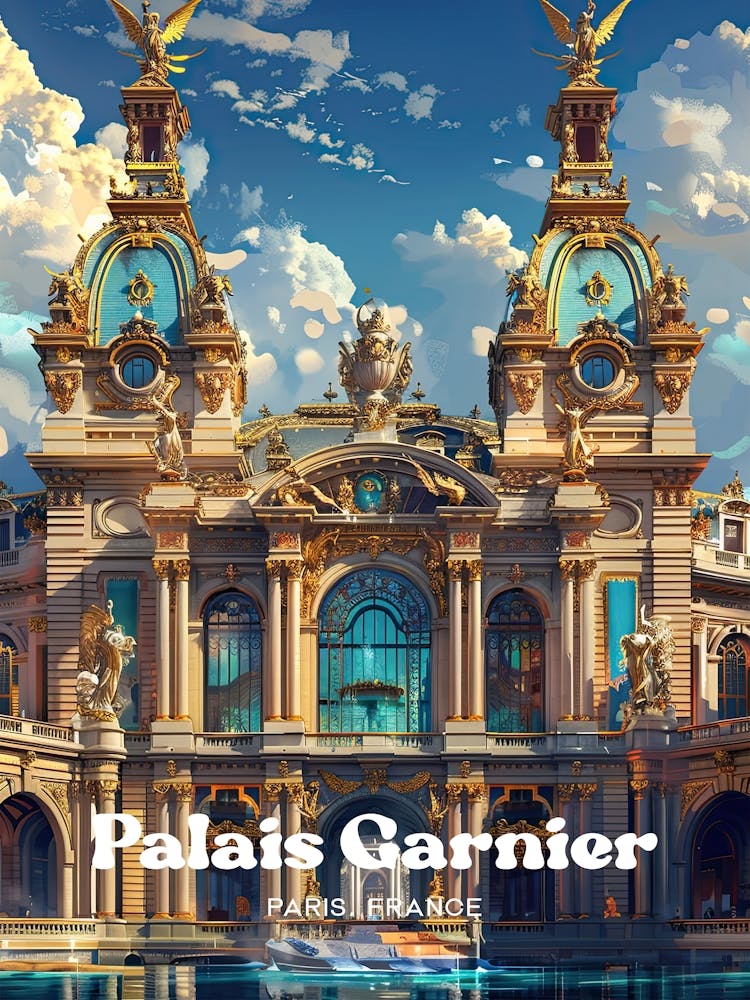 Palais Garnier Opera House Digital Travel Illustration