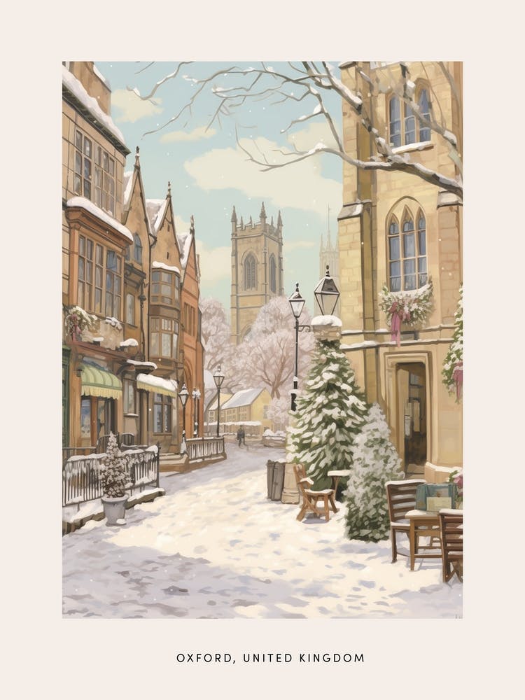 Vintage Winter Poster Oxford United Kingdom 2