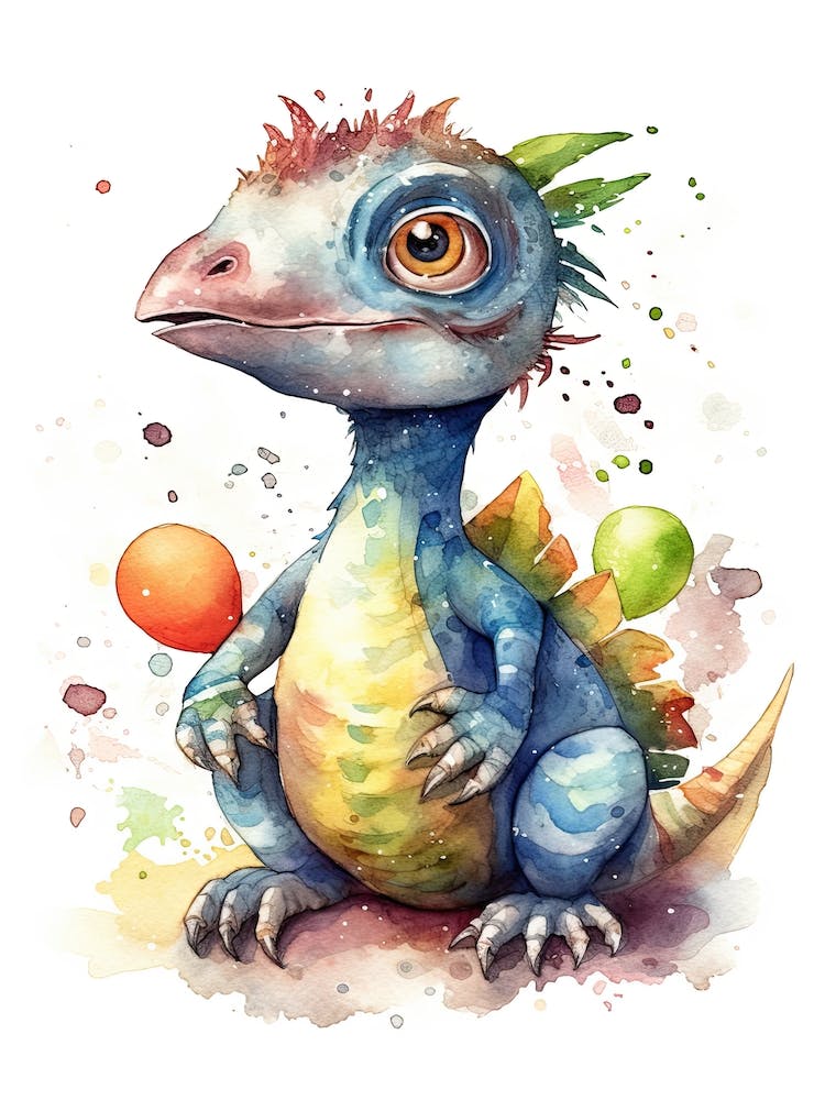 Citipati Cute Dinosaur Watercolour 4