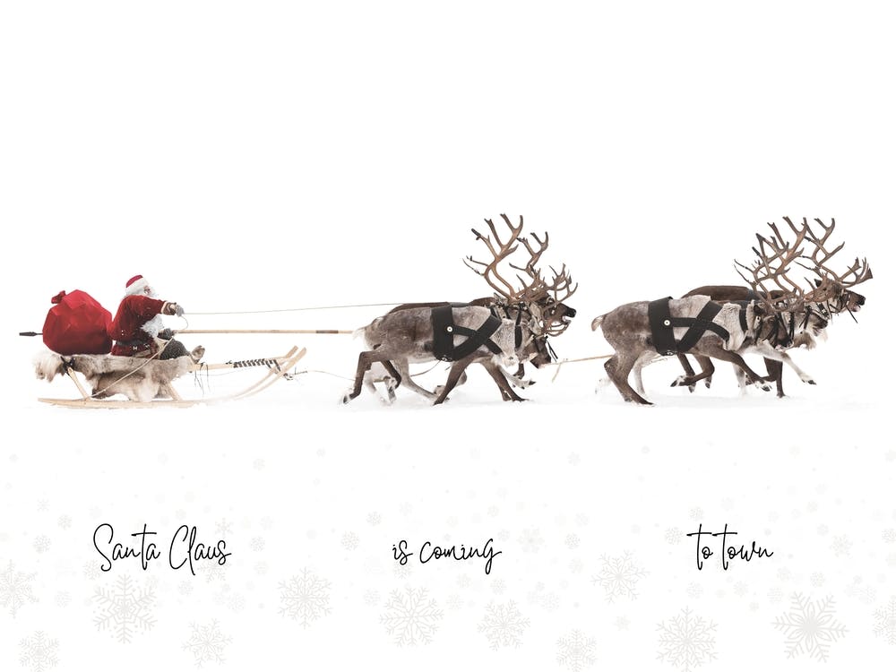 Santa Sleigh with text Santa Claus Is Coming To Town