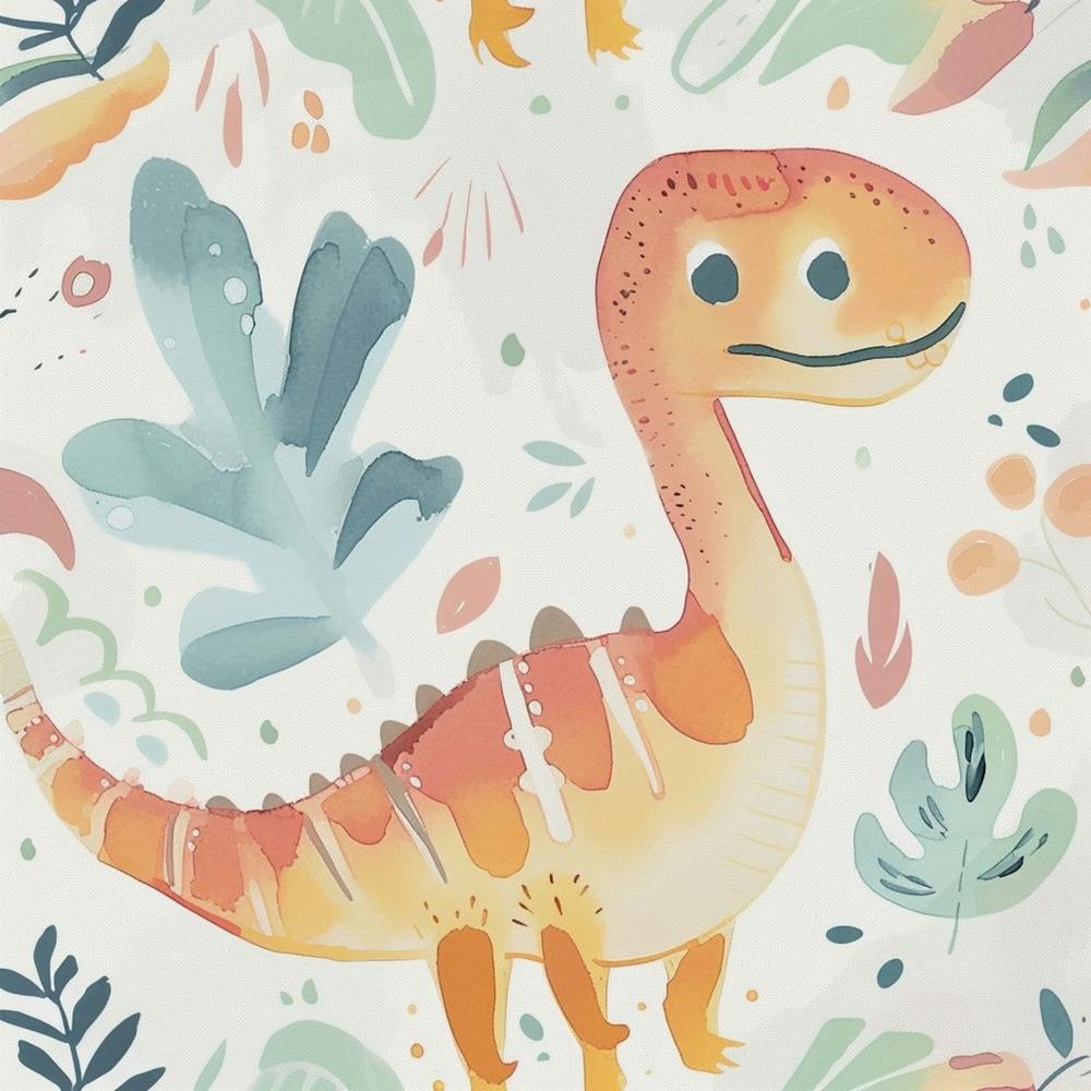 Allosaurus Dinosaur Muted Pastels Pattern 2