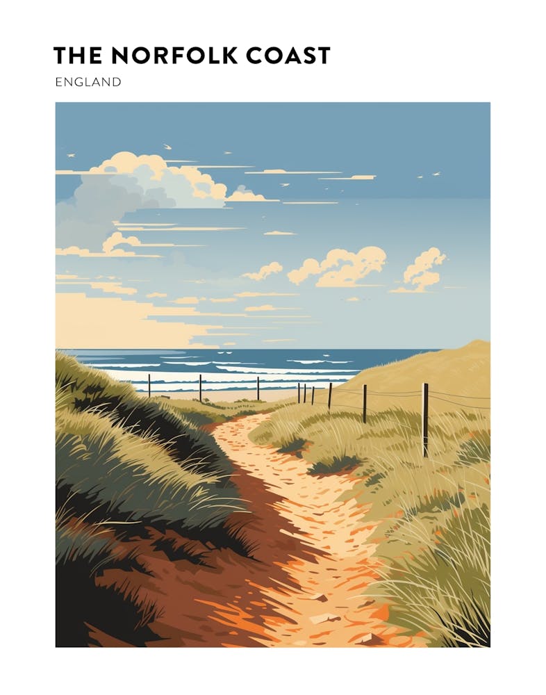 The Norfolk Coast Path England 1 - Affiche paysage de sentier de randonnée