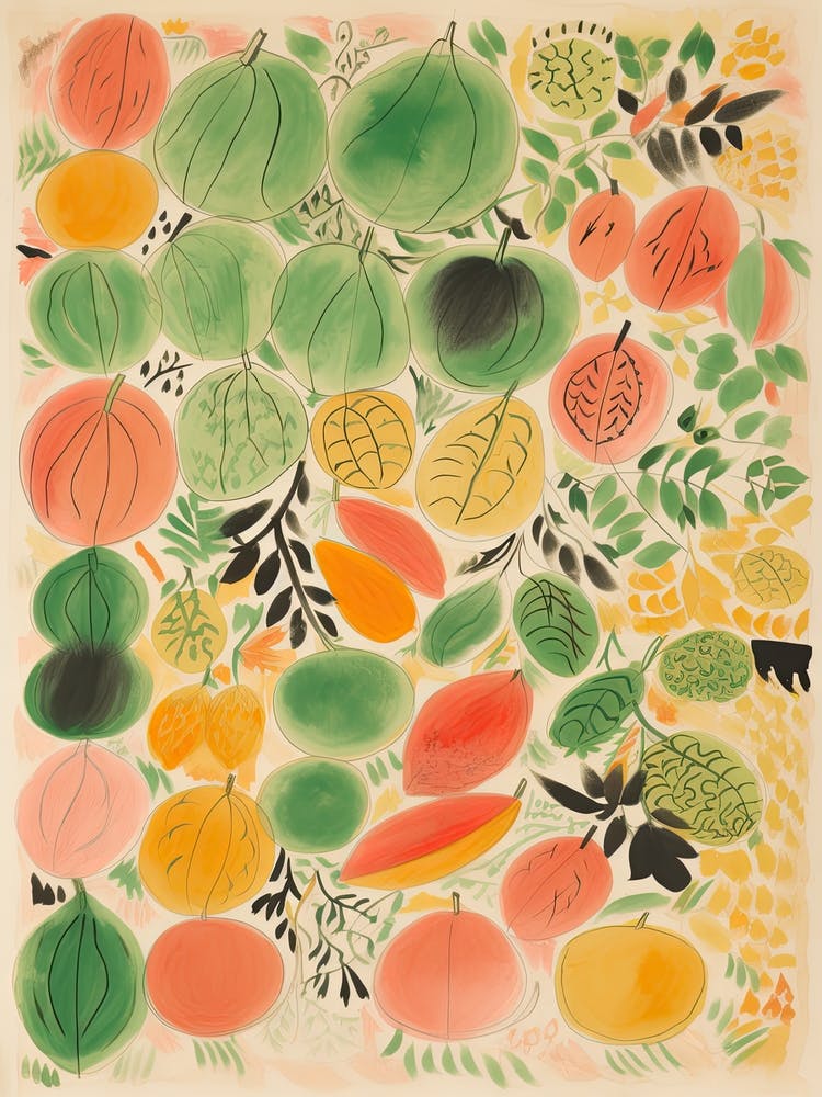 Honeydew Fruit Drawing 1