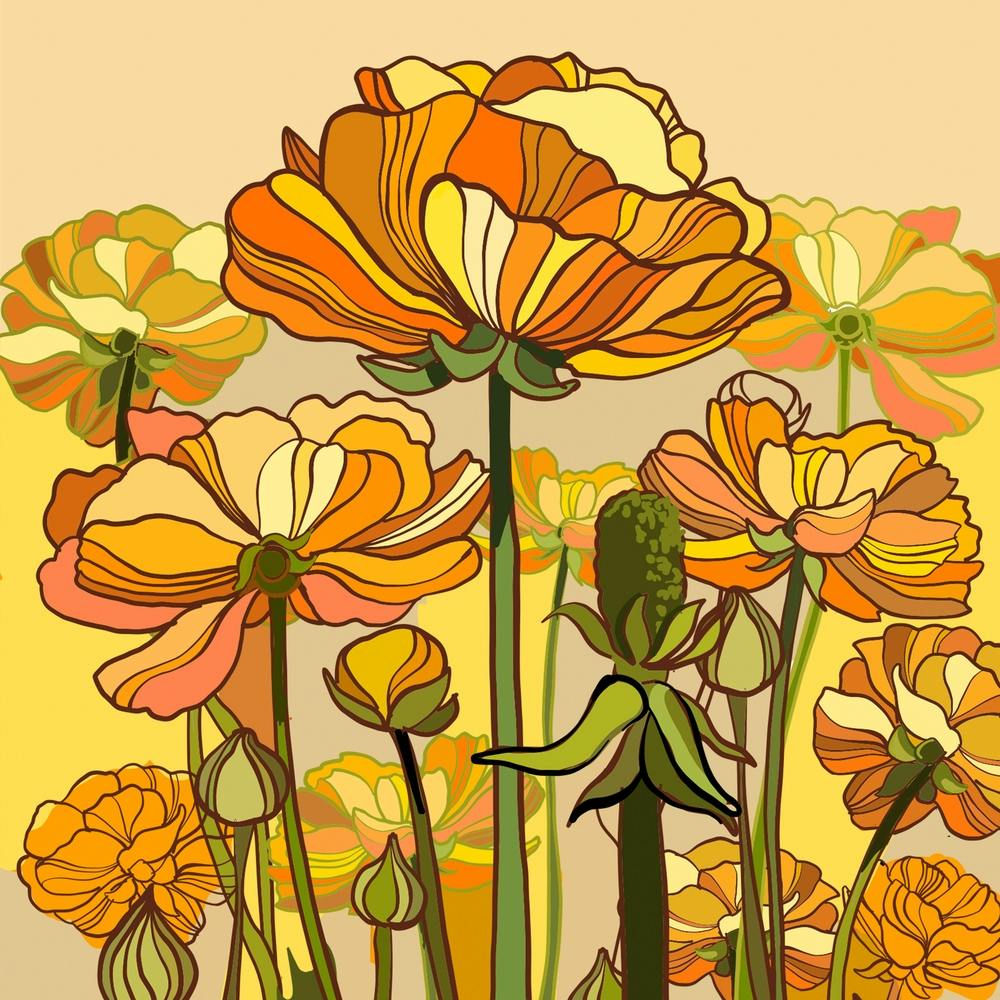 70s California Poppies Square