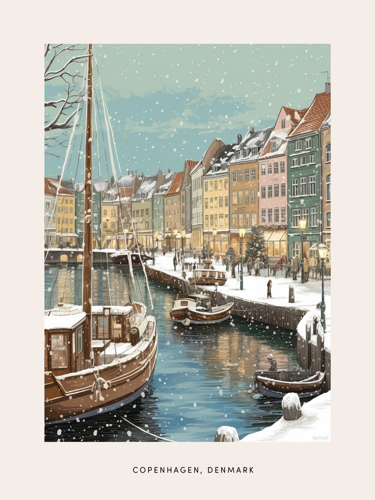 Vintage Winter Poster Copenhagen Denmark 5