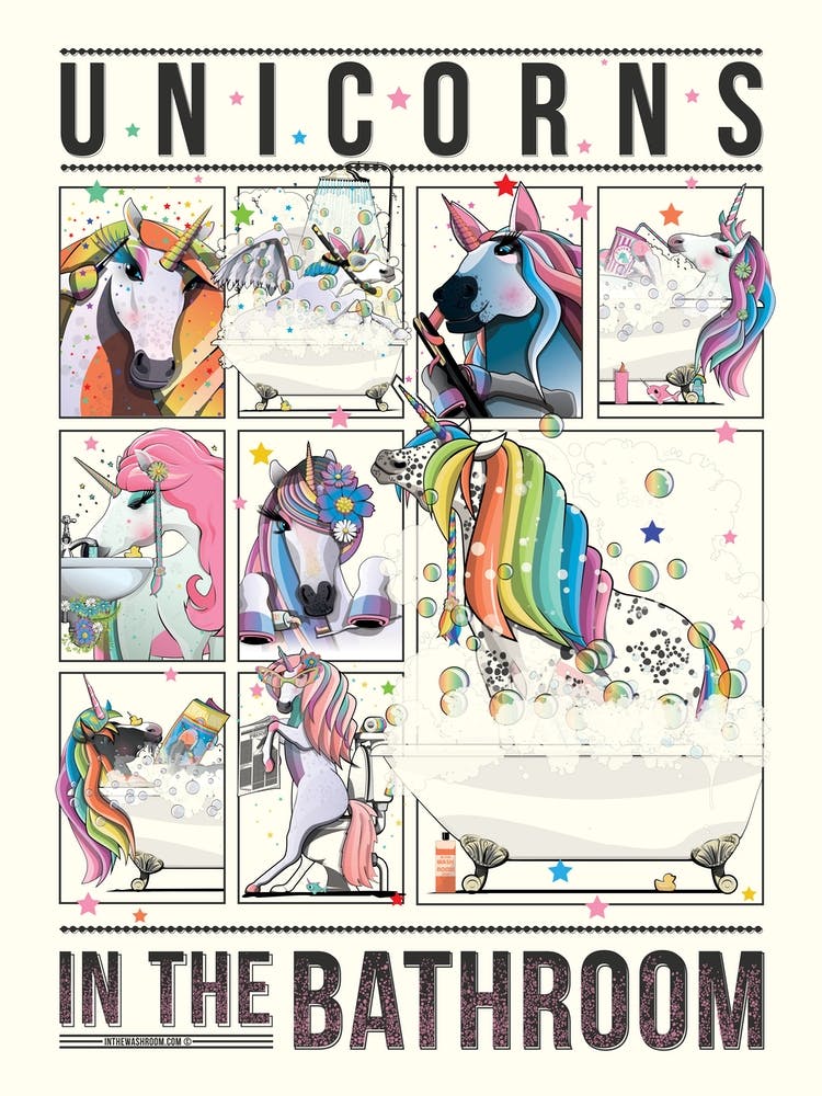 Unicorns In The Bathroom kids art print