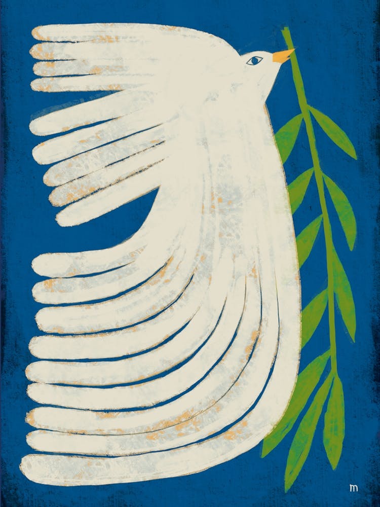 White Dove Of Peace On Blue Sky