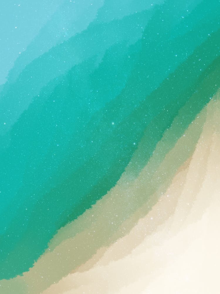 Minimal art abstract watercolor painting calm green waves