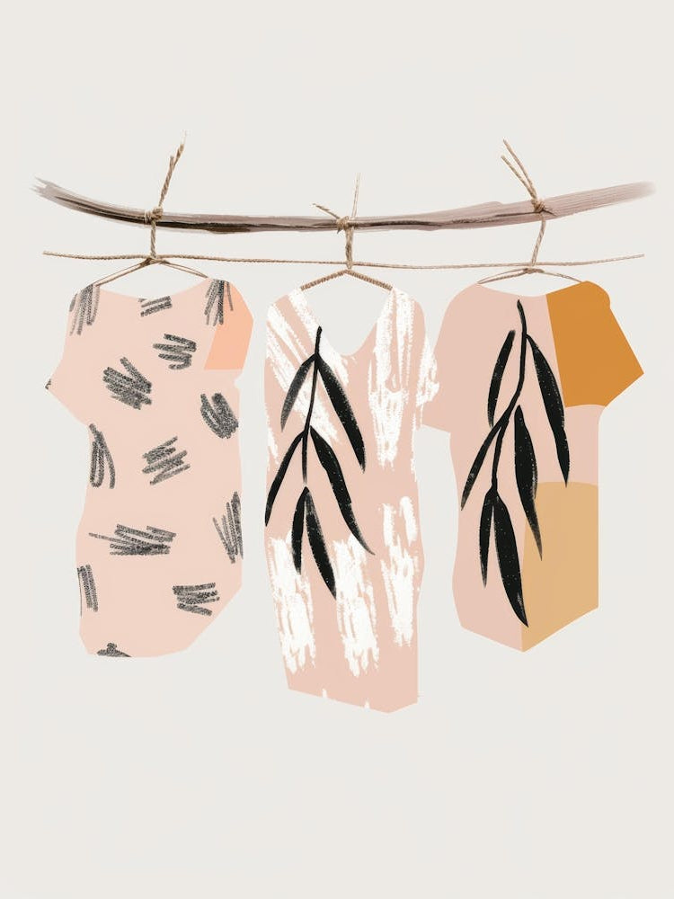 Three Clothes Hanging On A Line