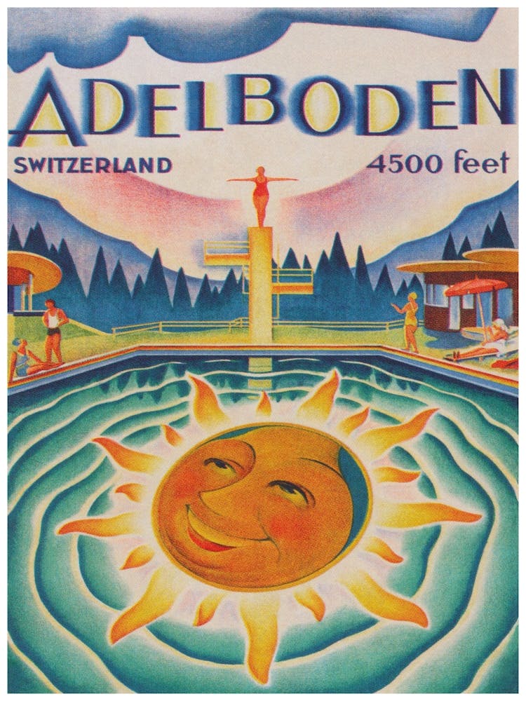 Adelboden Switzerland Vintage Travel Poster