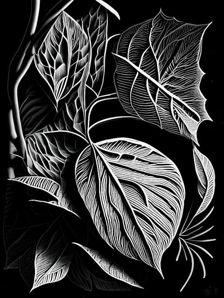 Marsh Tea Leaf Linocut 1