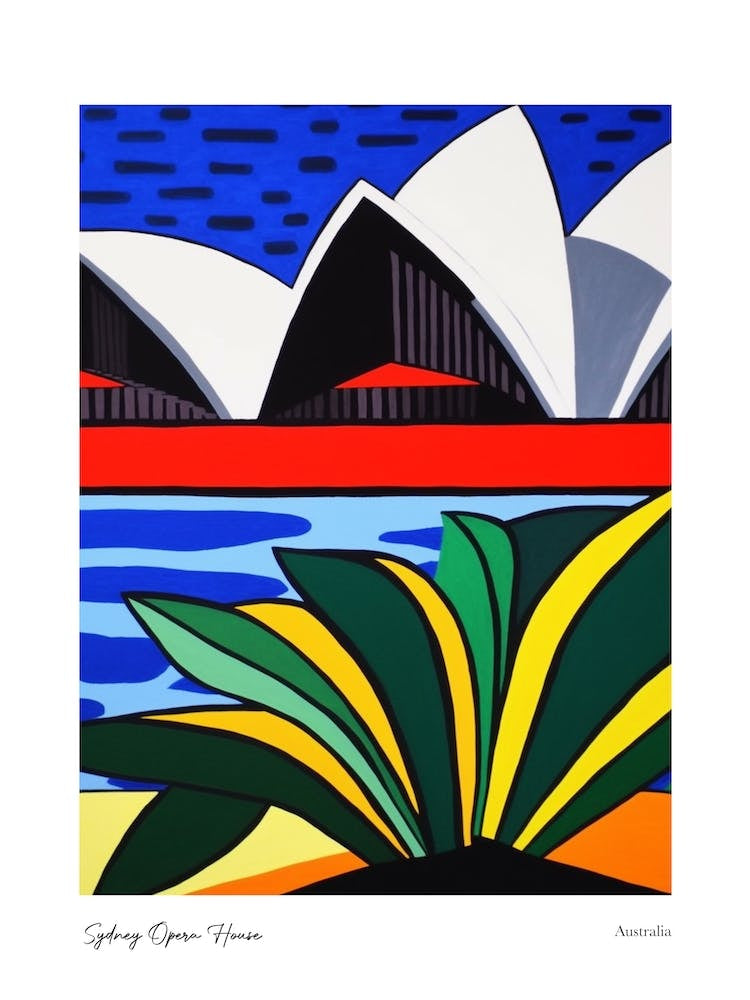 Sydney Opera House Australia Matisse Style 2 Watercolour Travel Poster