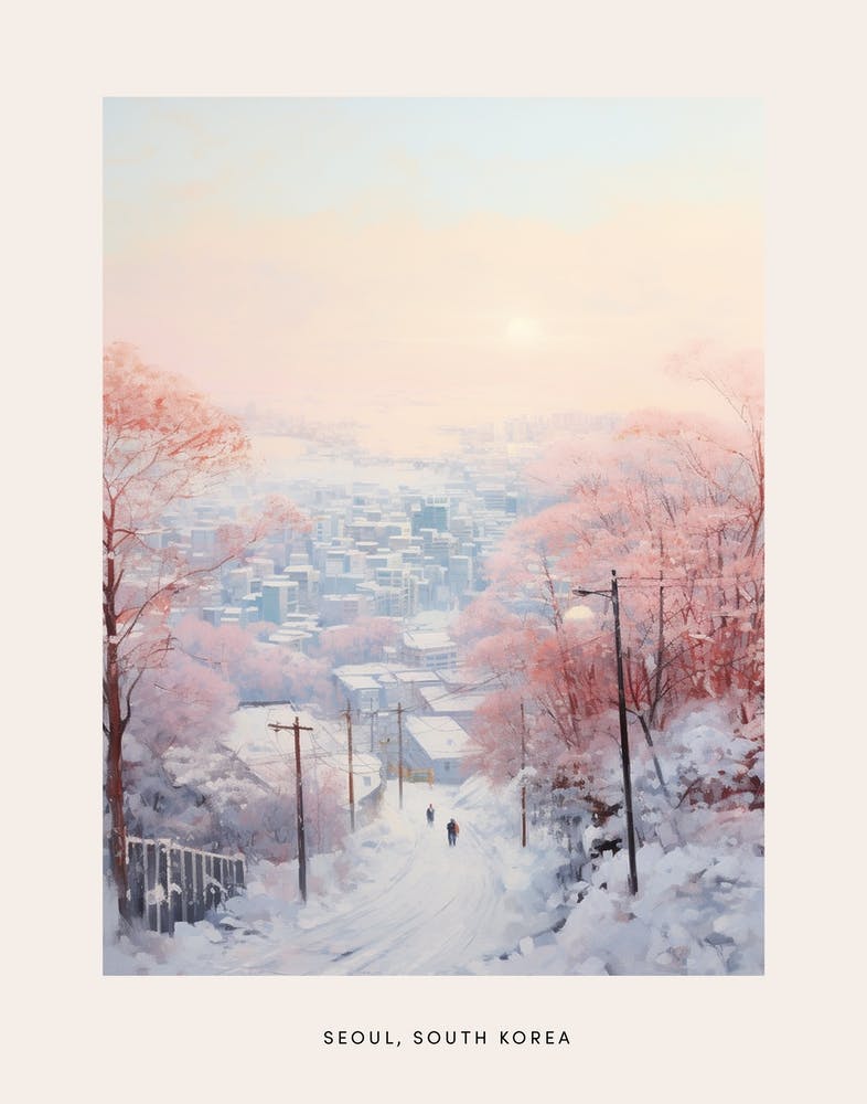 Dreamy Winter Painting Poster Seoul South Korea 1