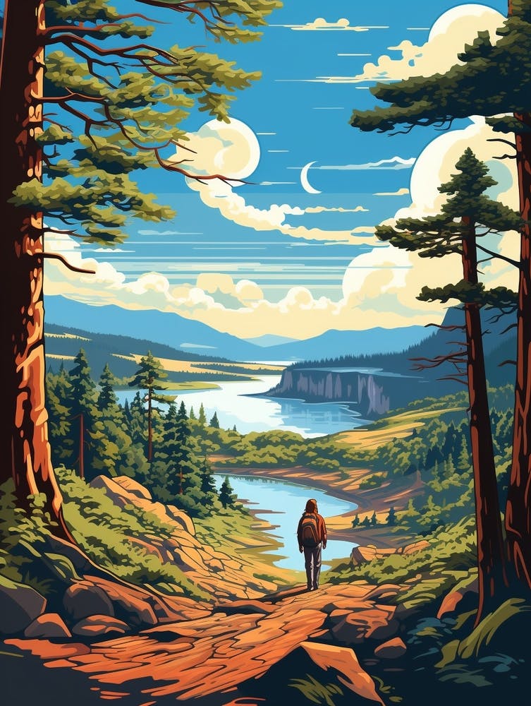 Padjelanta Trail Sweden Vintage Travel Illustration