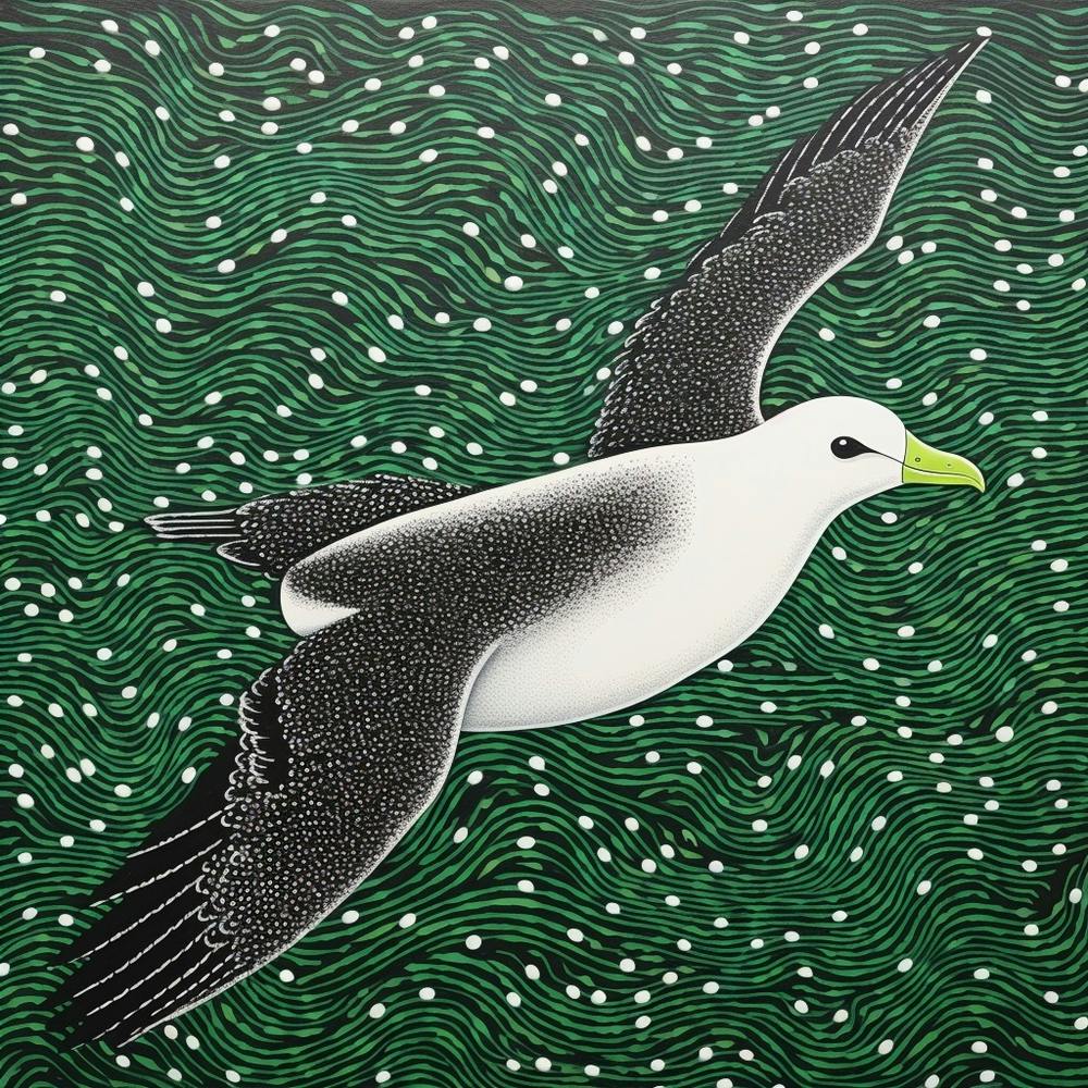 Ohara Koson Inspired Bird Painting Albatross 3 Square