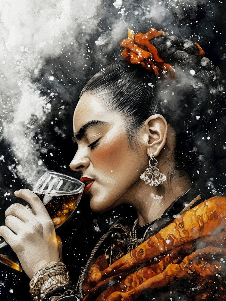 Frida Kahlo drinking