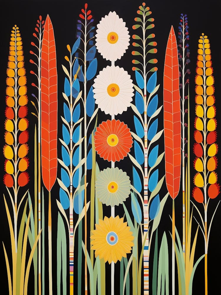 Flower Motif Painting Fountain Grass 2