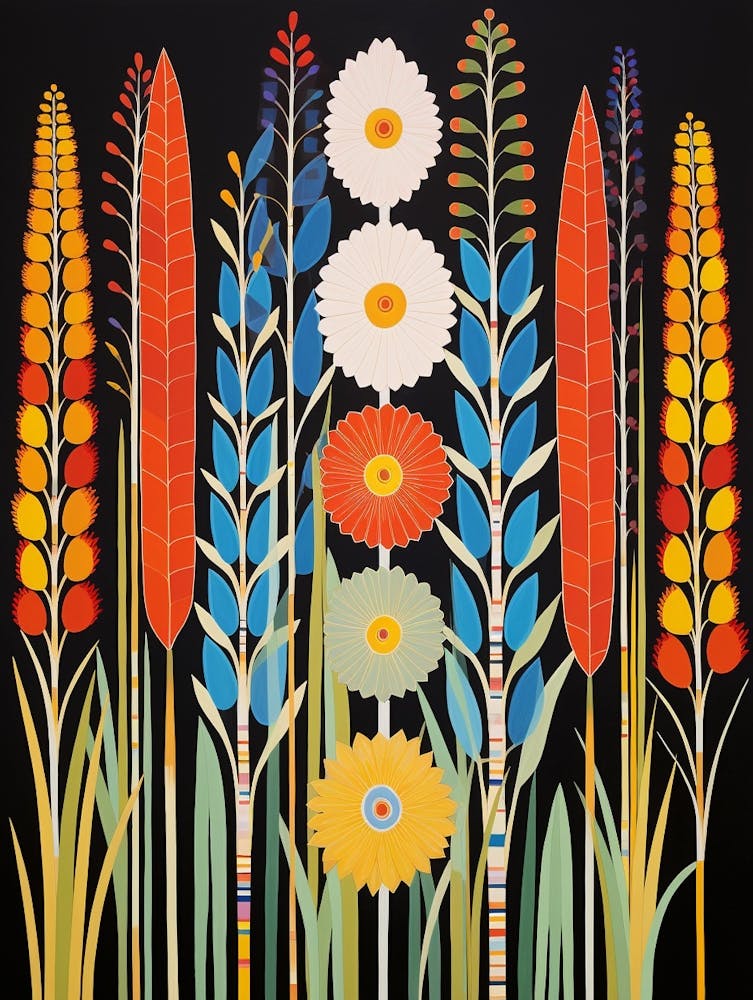 Flower Motif Painting Fountain Grass 2