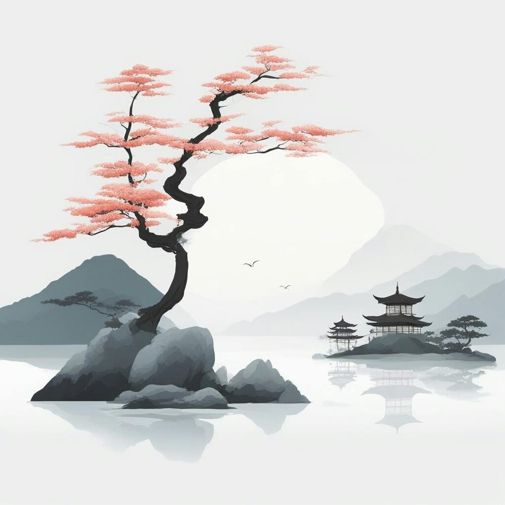 Japanese pink bonsai tree