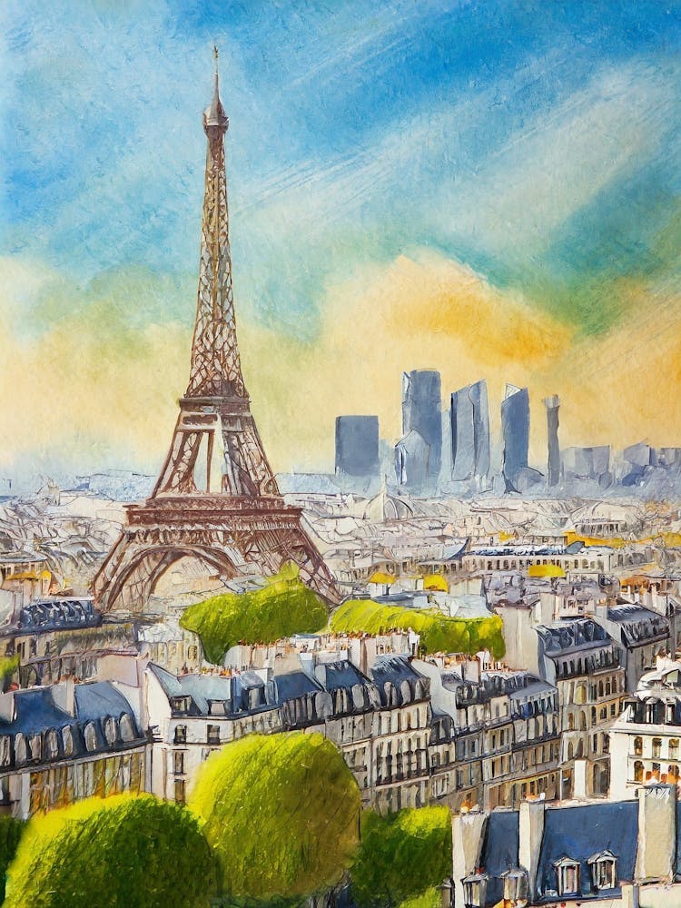 Stylized Skyline Of Paris With The Eiffel Tower