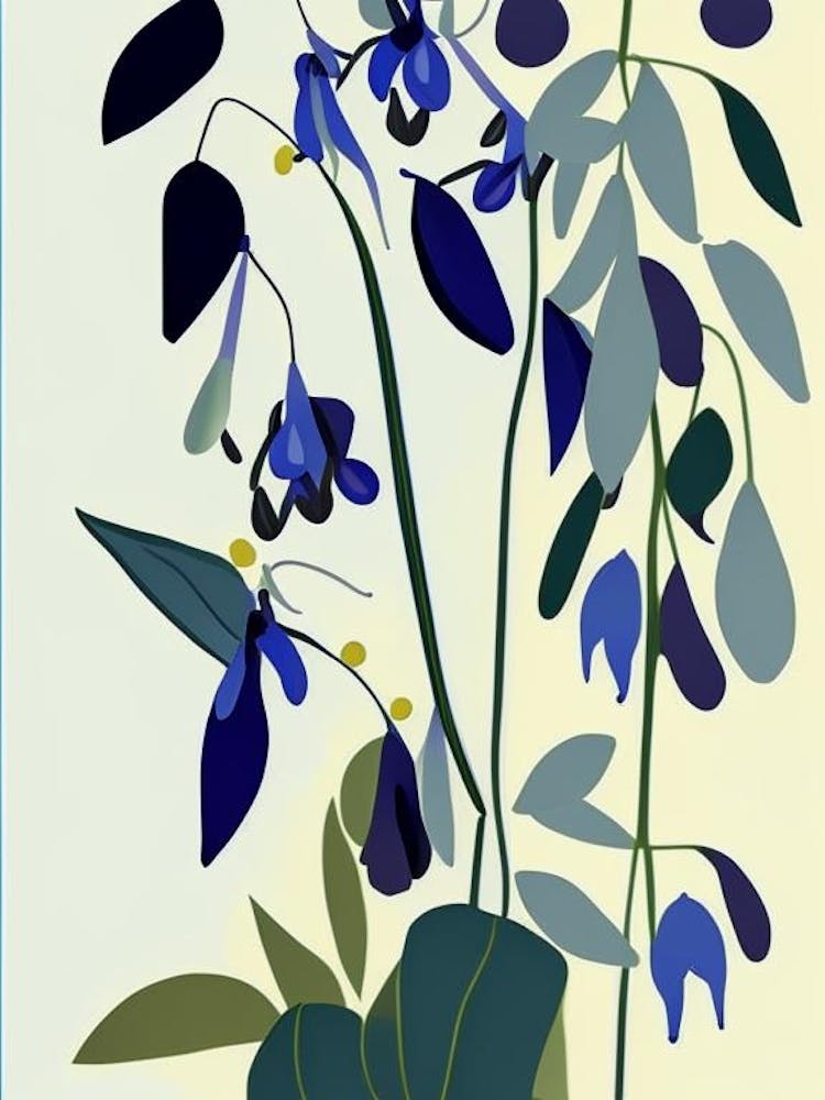 Virginia Bluebells Wildflower Modern Muted Colours