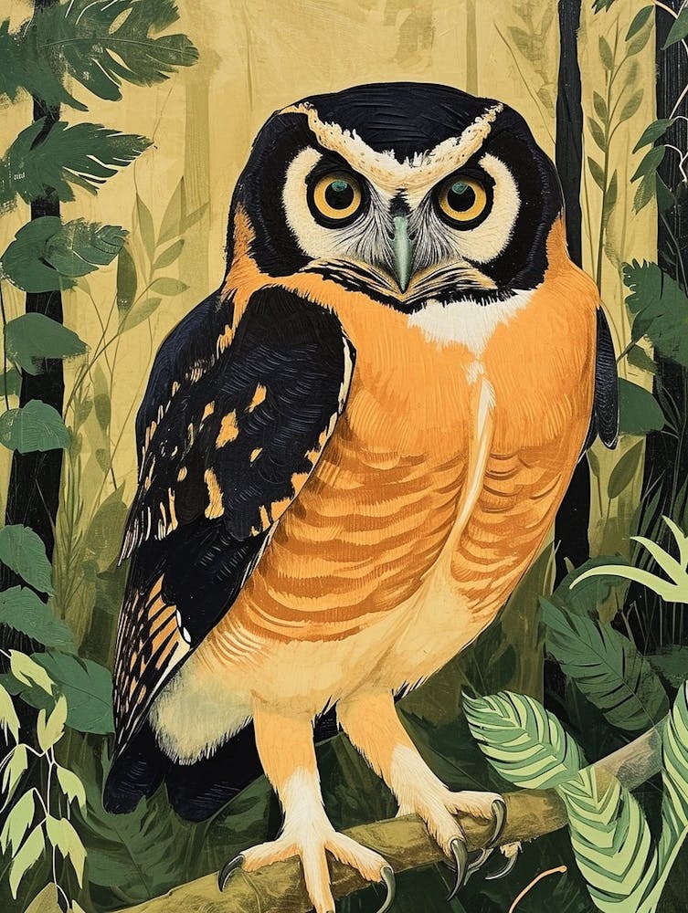 Spectacled Owl Relief Illustration 4