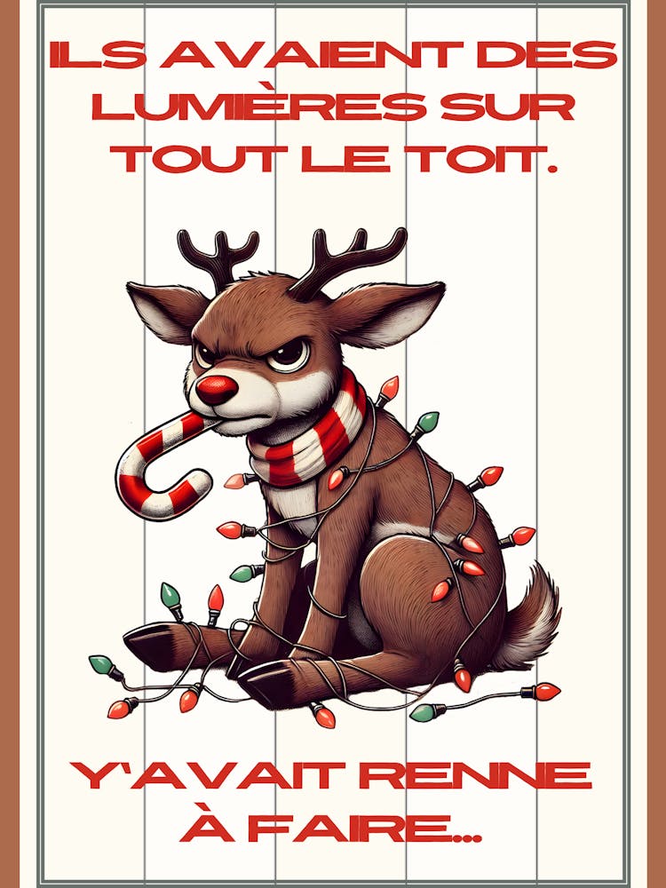 Affiche Noël renne fâché blanc