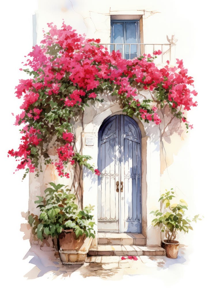 Bari, Italy   Mediterranean Doors Watercolour Painting 3