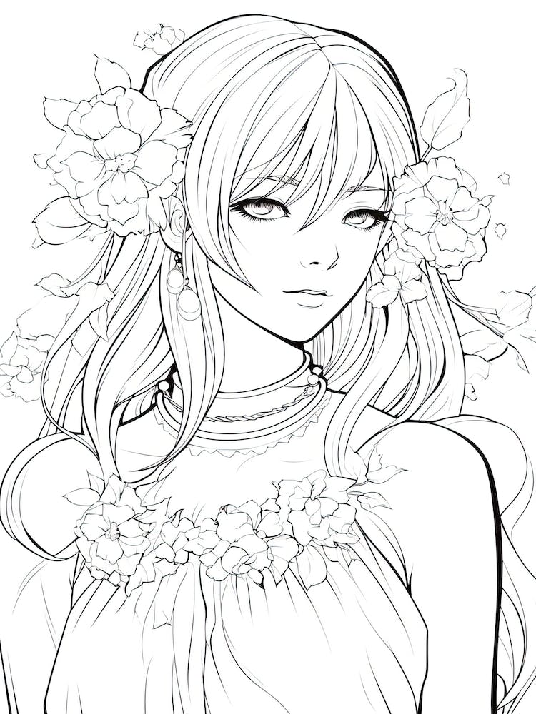 Bloom Body Girl Line Art 18